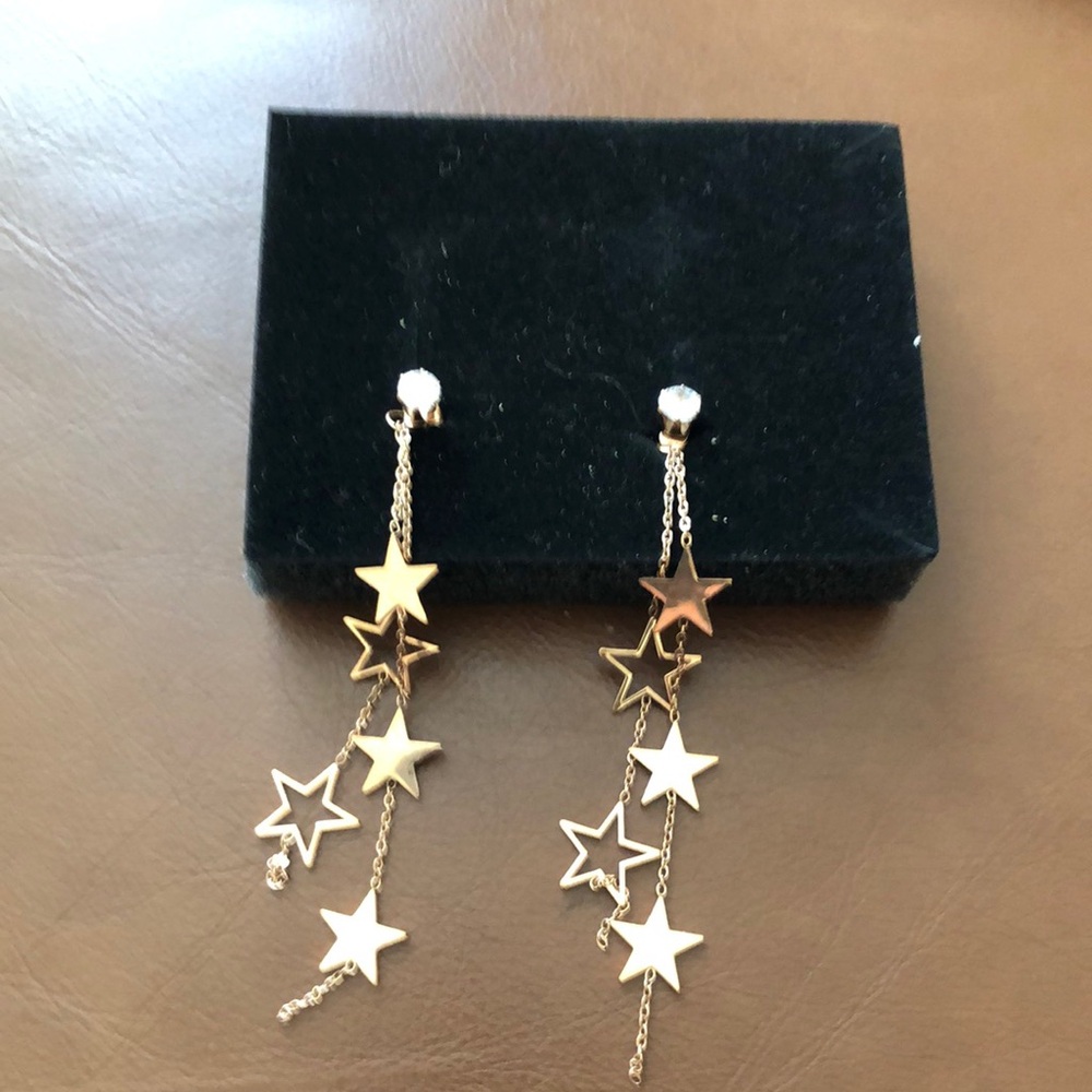 Stunning Gold Star Drop Earrings